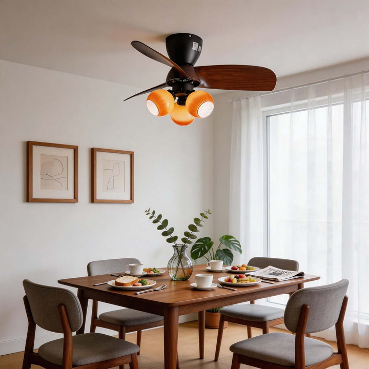Trunza Ceiling Fan Light - Vintage Glass Living Room Light