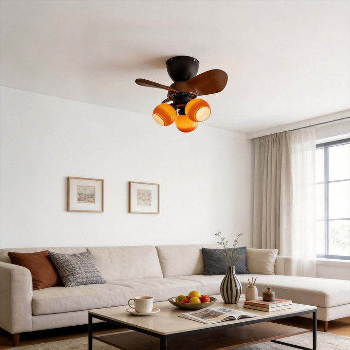 Trunza Ceiling Fan Light - Vintage Glass Living Room Light