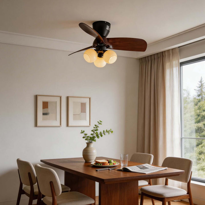 Trunza Ceiling Fan Light - Vintage Glass Living Room Light