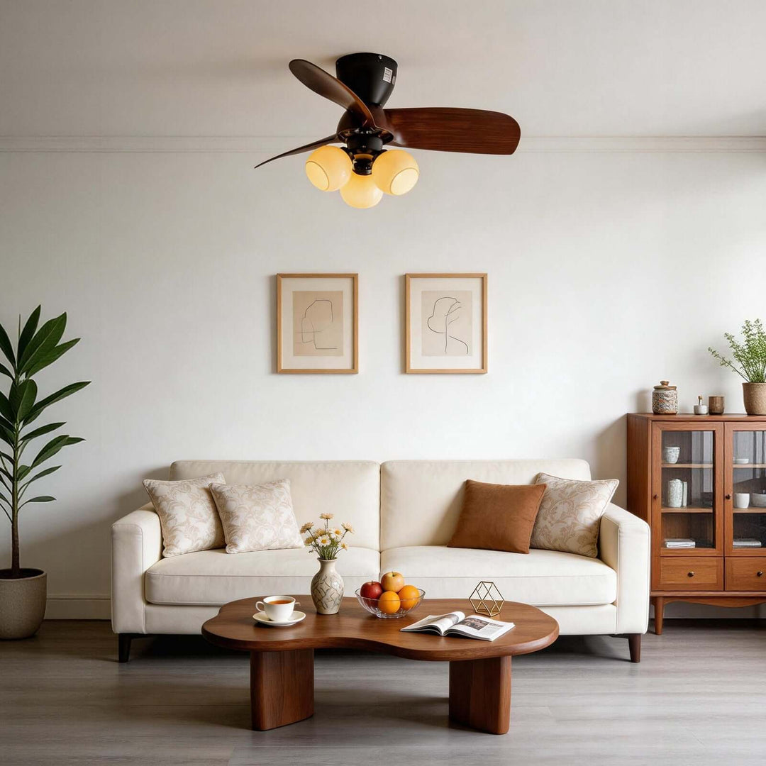 Trunza Ceiling Fan Light - Vintage Glass Living Room Light
