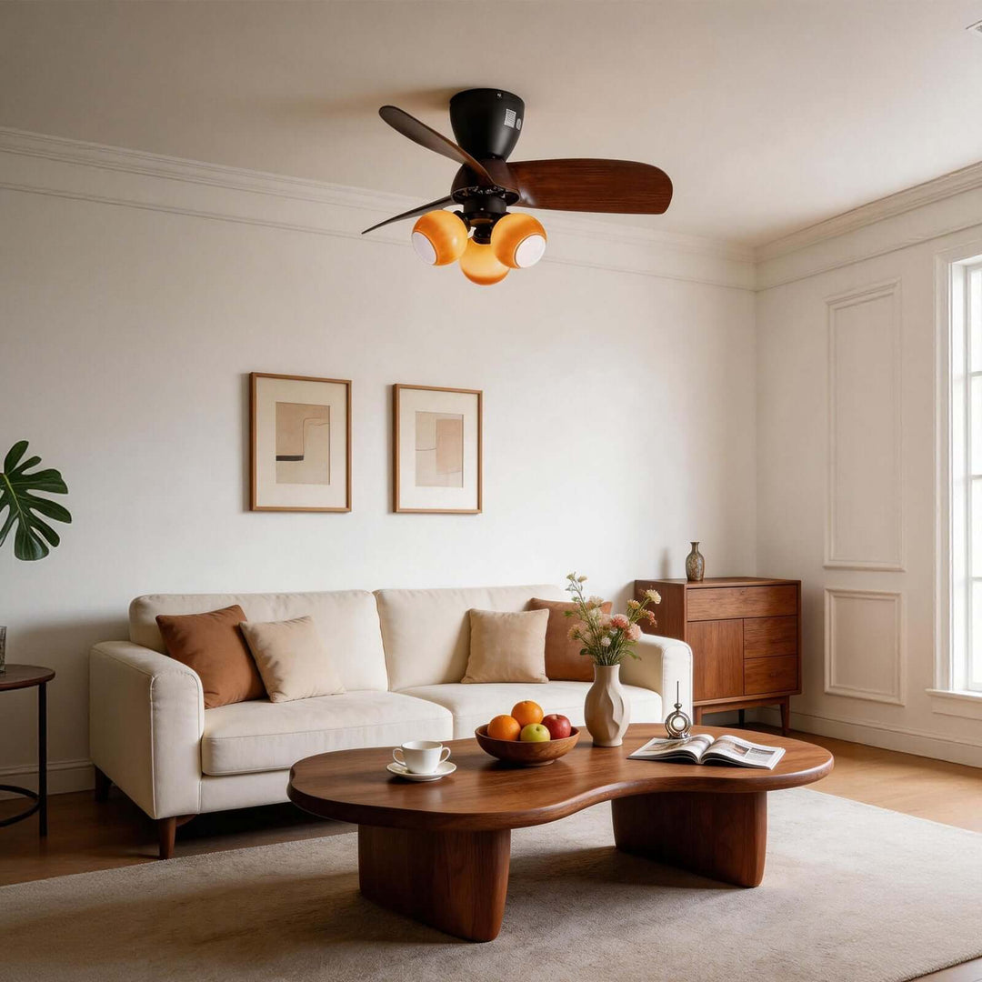Trunza Ceiling Fan Light - Vintage Glass Living Room Light