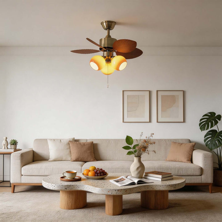 Tylos Ceiling Fan Light - French Retro Glass Ceiling Fans