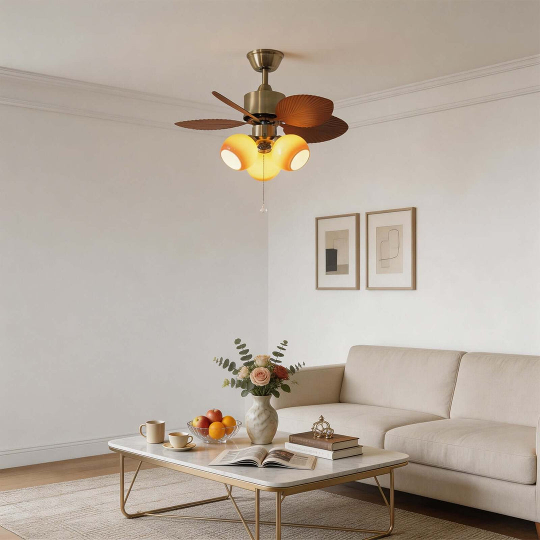 Tylos Ceiling Fan Light - French Retro Glass Ceiling Fans