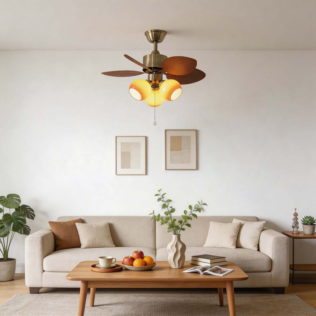 Tylos Ceiling Fan Light - French Retro Glass Ceiling Fans