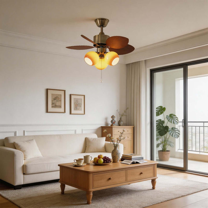 Tylos Ceiling Fan Light - French Retro Glass Ceiling Fans