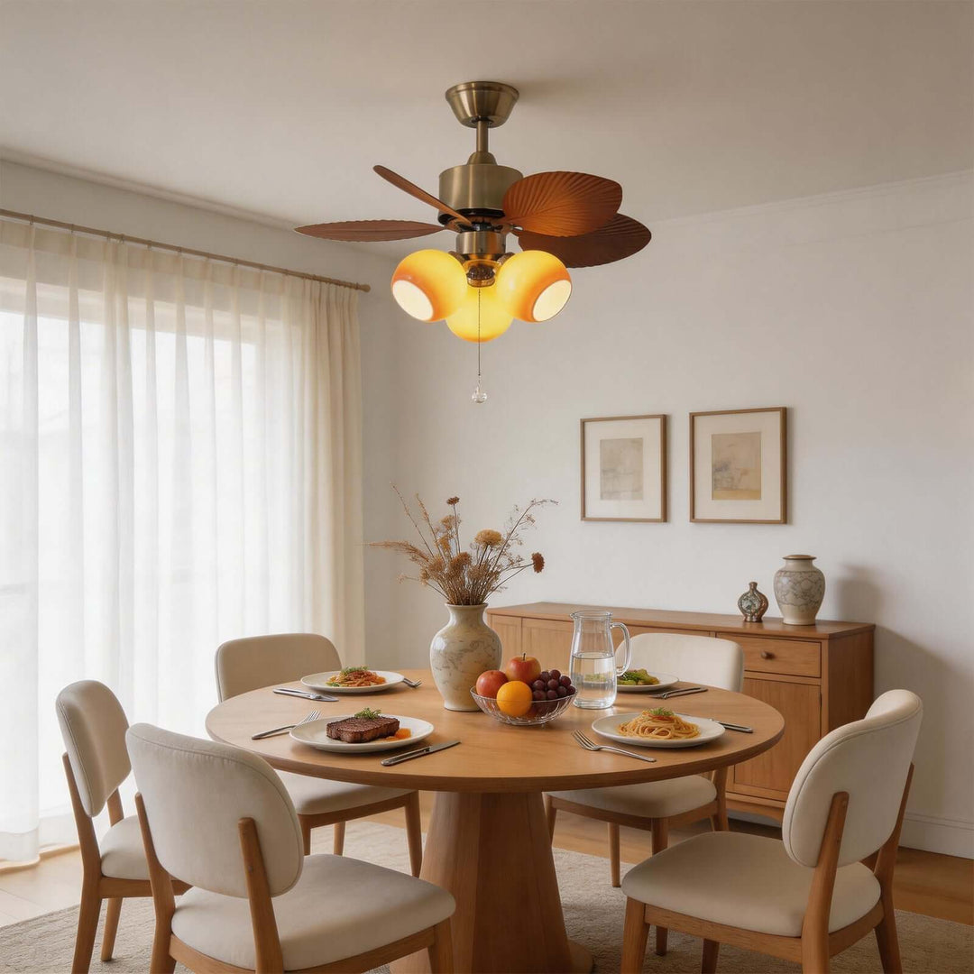 Tylos Ceiling Fan Light - French Retro Glass Ceiling Fans