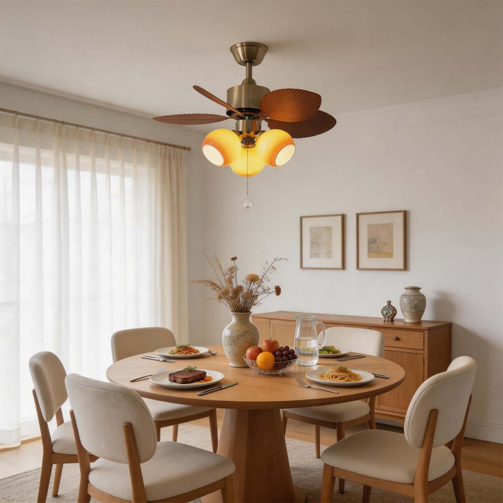 Tylos Ceiling Fan Light - French Retro Glass Ceiling Fans