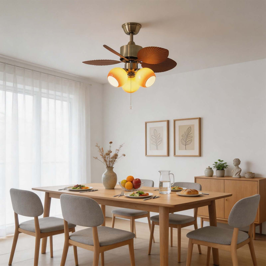 Tylos Ceiling Fan Light - French Retro Glass Ceiling Fans