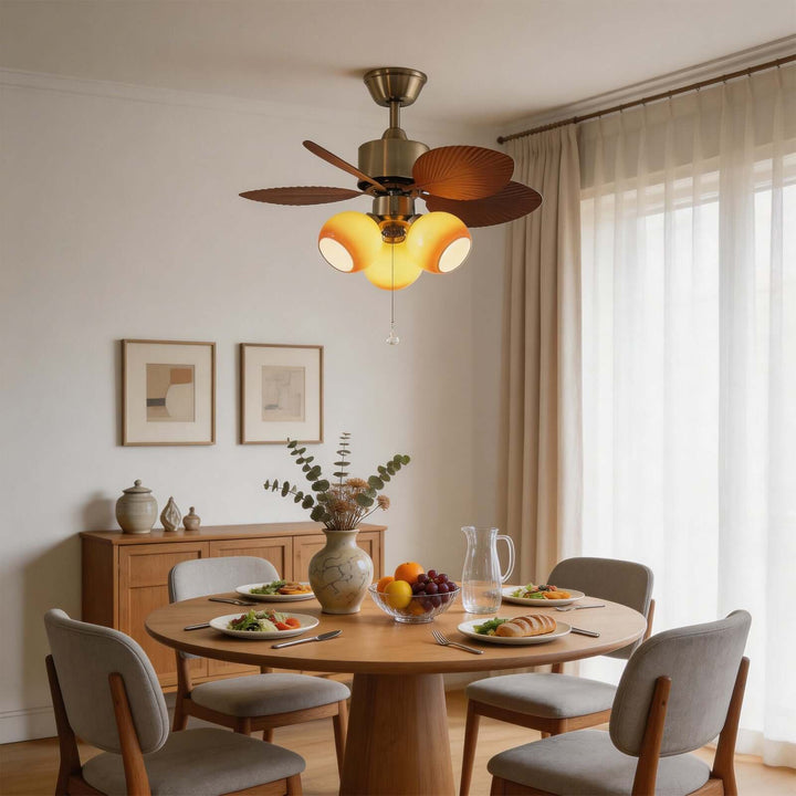 Tylos Ceiling Fan Light - French Retro Glass Ceiling Fans