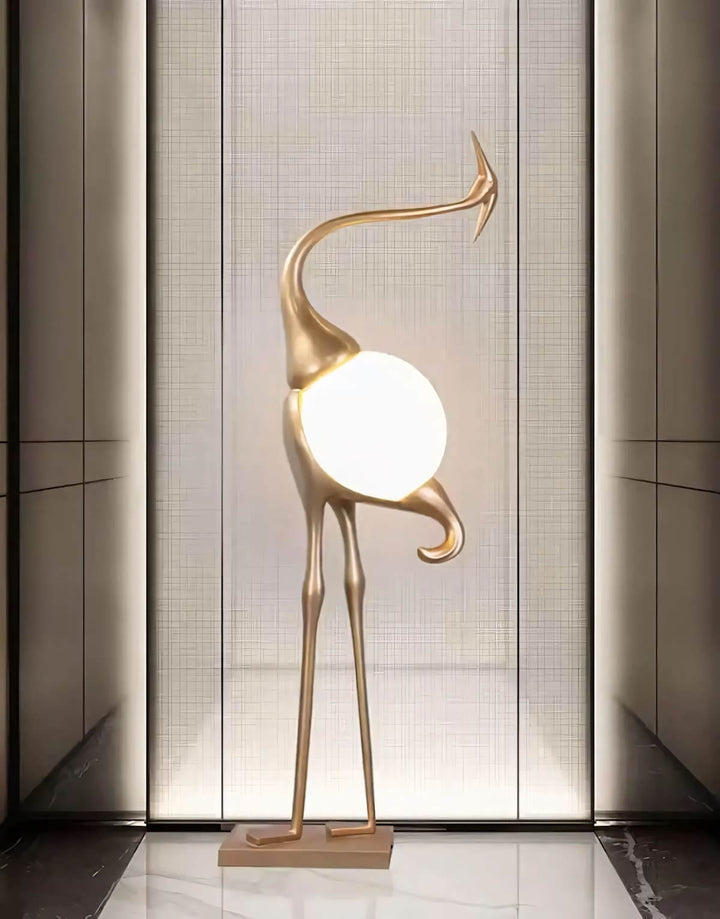 Crane Sculpture Floor Lamp – Unique Art Living Room Decor