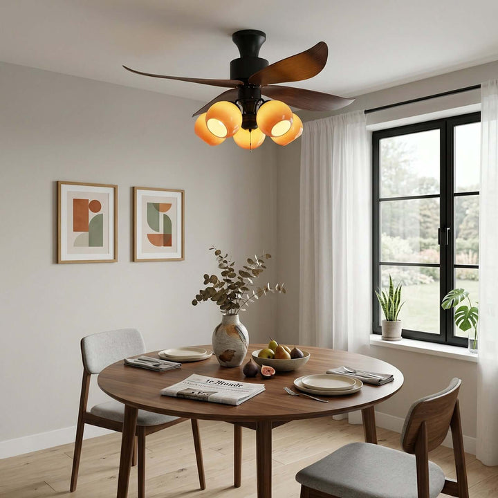 Vextro Ceiling Fan Light A - Vintage Glass Dining Room Light