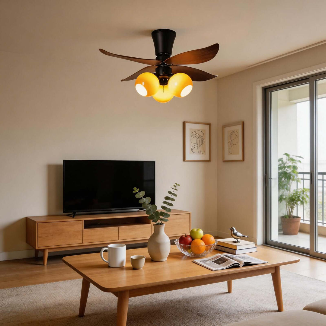 Vextro Ceiling Fan Light B - Vintage Glass Living Room Light