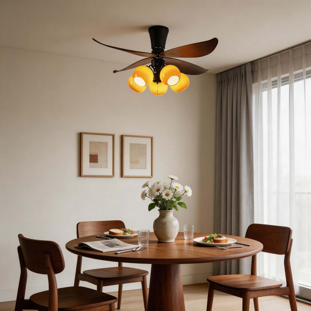 Vextro Ceiling Fan Light B - Vintage Glass Living Room Light