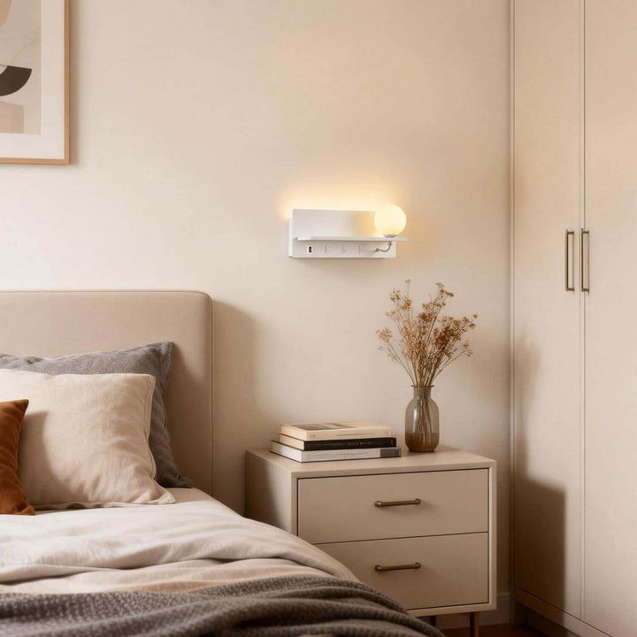 Veyon Wall Light – American Minimalist LED Reading Lamp with Shelf