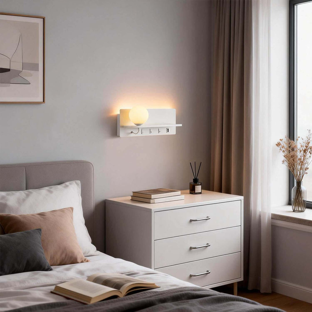 Veyon Wall Light – American Minimalist LED Reading Lamp with Shelf