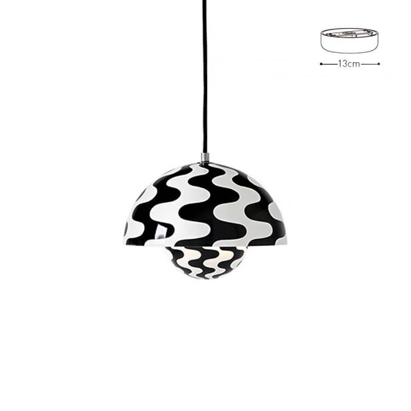 Black and white patterned Flowerpot pendant lamp shown as a product card.