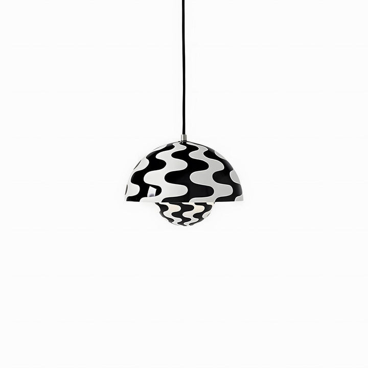 Black and white patterned Flowerpot pendant lamp shown as a product cutout.