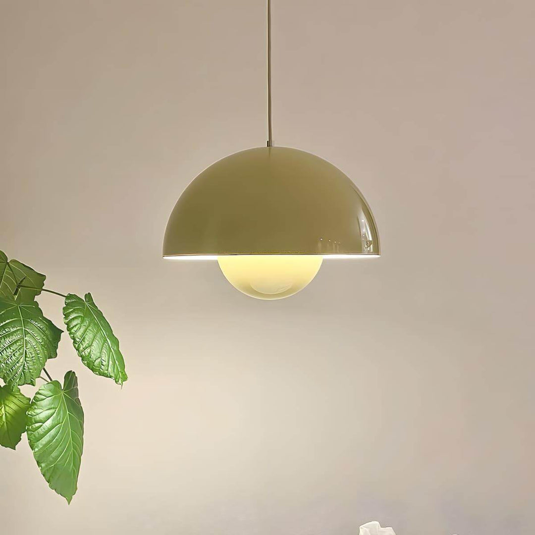 Light sand Flowerpot pendant lamp shown against a wall.