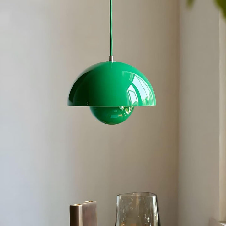 Signal green Flowerpot pendant lamp shown in a close-up view.