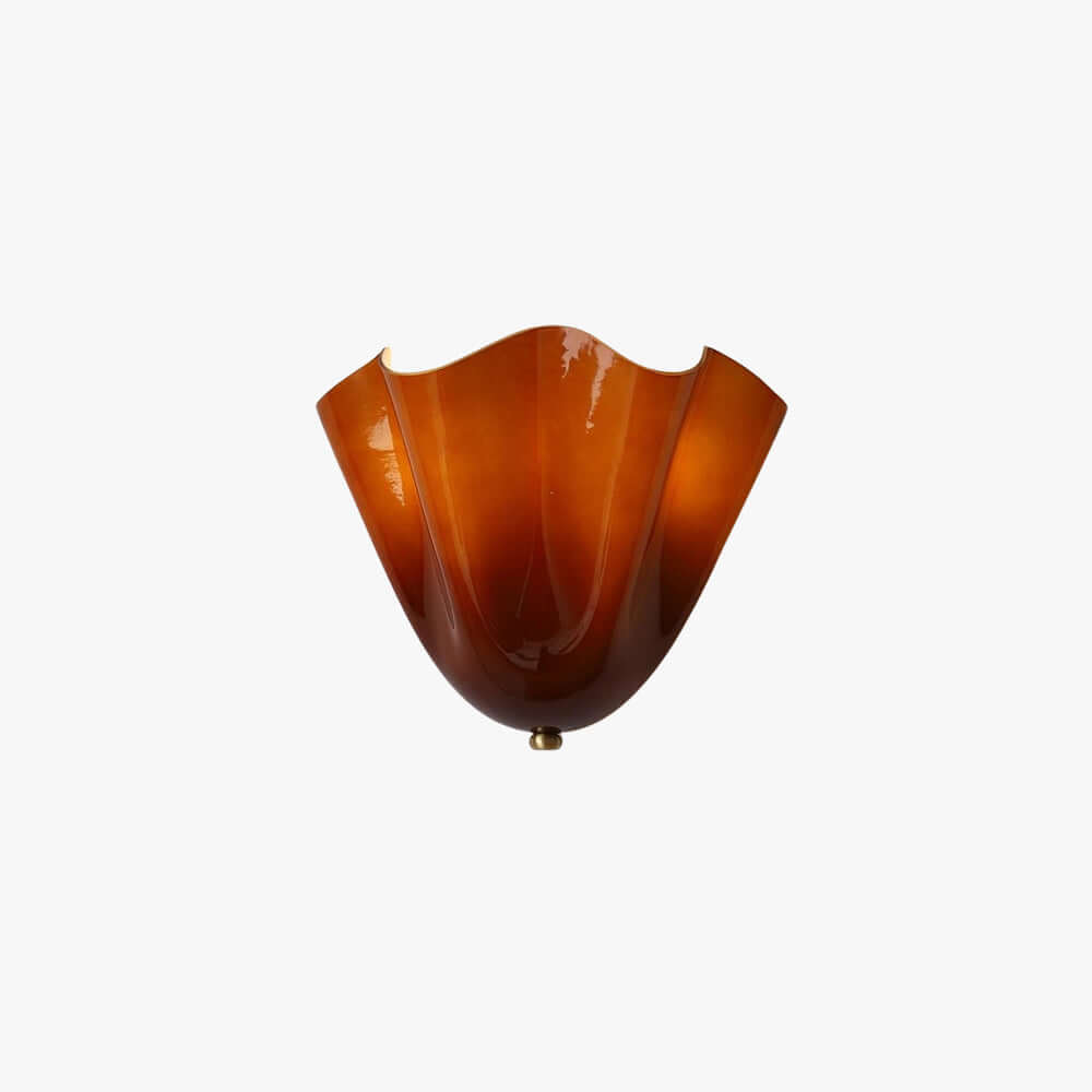 Zerane wall sconce with an amber fluted glass shade shown on a white background.