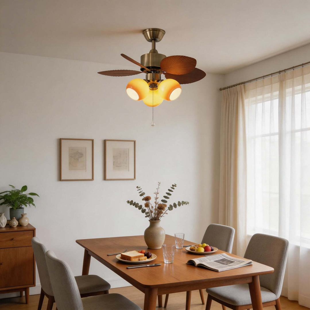 Tylos Ceiling Fan Light - French Retro Glass Ceiling Fans