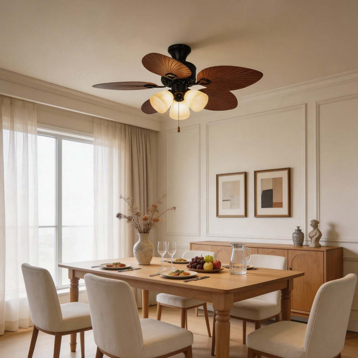 Trinov Ceiling Fan Light B - American Retro Glass Fan