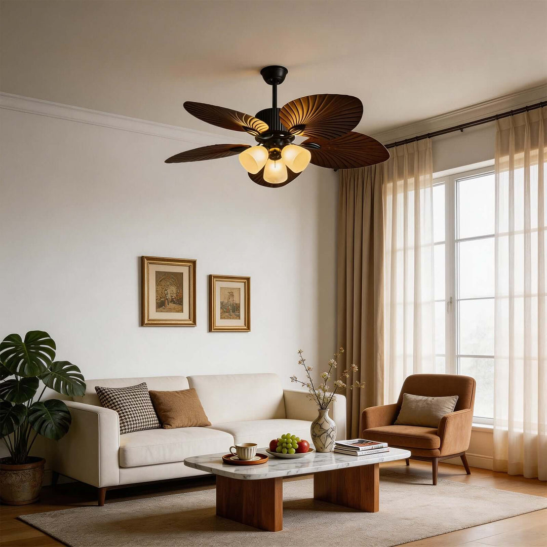 Vormi Ceiling Fan Light | Vintage Glass Dining Room