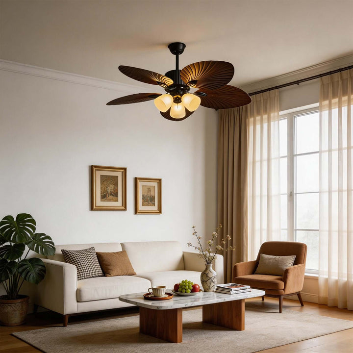 Vormi Ceiling Fan Light | Vintage Glass Dining Room