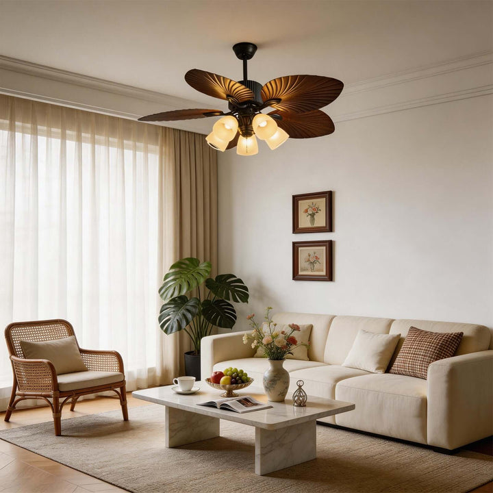 Vormi Ceiling Fan Light | Vintage Glass Dining Room