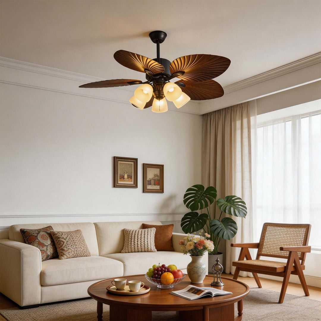 Vormi Ceiling Fan Light | Vintage Glass Dining Room
