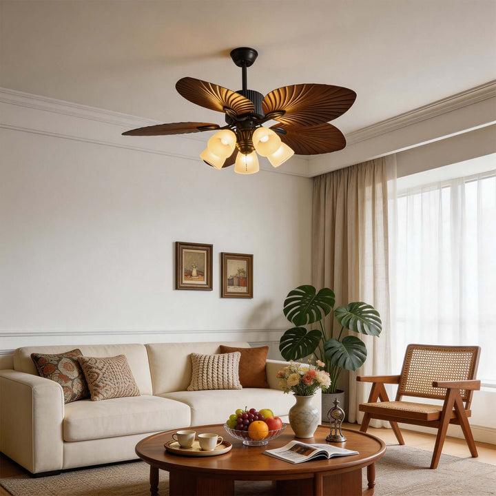 Vormi Ceiling Fan Light | Vintage Glass Dining Room