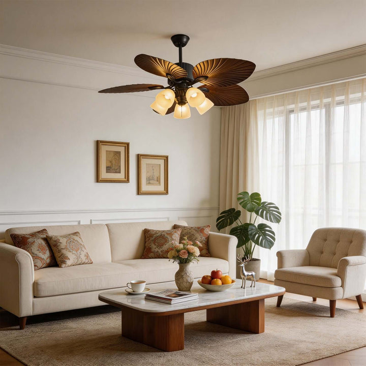 Vormi Ceiling Fan Light | Vintage Glass Dining Room