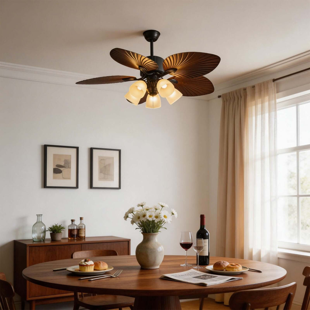 Vormi Ceiling Fan Light | Vintage Glass Dining Room