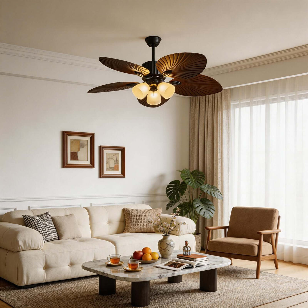Vormi Ceiling Fan Light | Vintage Glass Dining Room