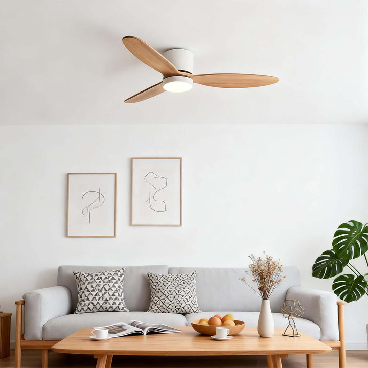 Vozha Ceiling Fan Light | American Minimalist Wood Living Room Light