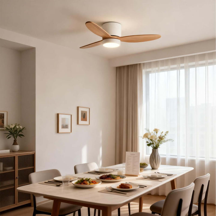 Vozha Ceiling Fan Light | American Minimalist Wood Living Room Light
