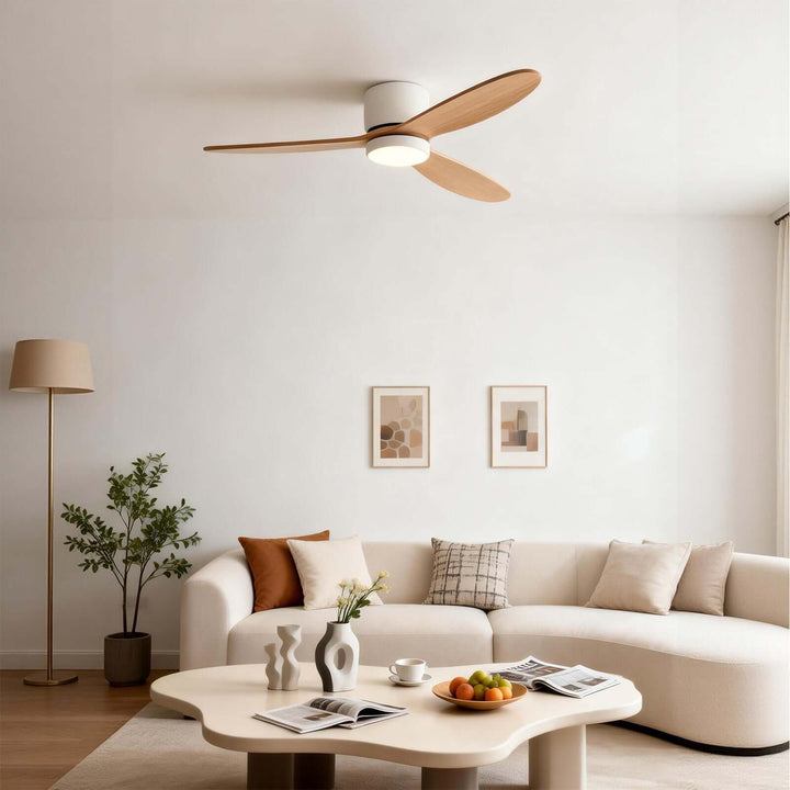 Vozha Ceiling Fan Light | American Minimalist Wood Living Room Light