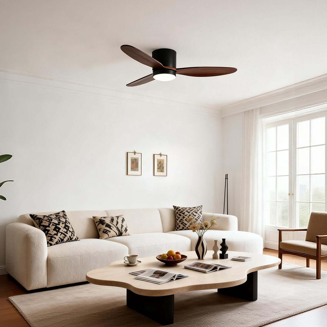 Vozha Ceiling Fan Light | American Minimalist Wood Living Room Light