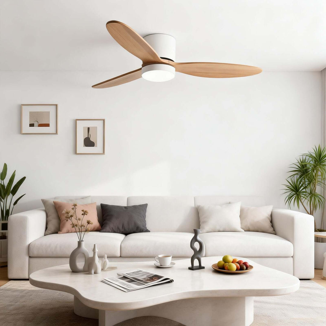 Vozha Ceiling Fan Light | American Minimalist Wood Living Room Light