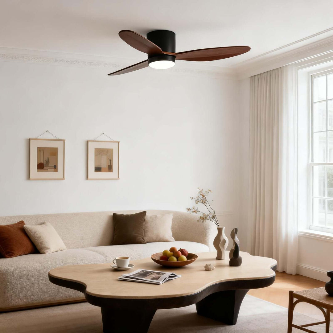 Vozha Ceiling Fan Light | American Minimalist Wood Living Room Light