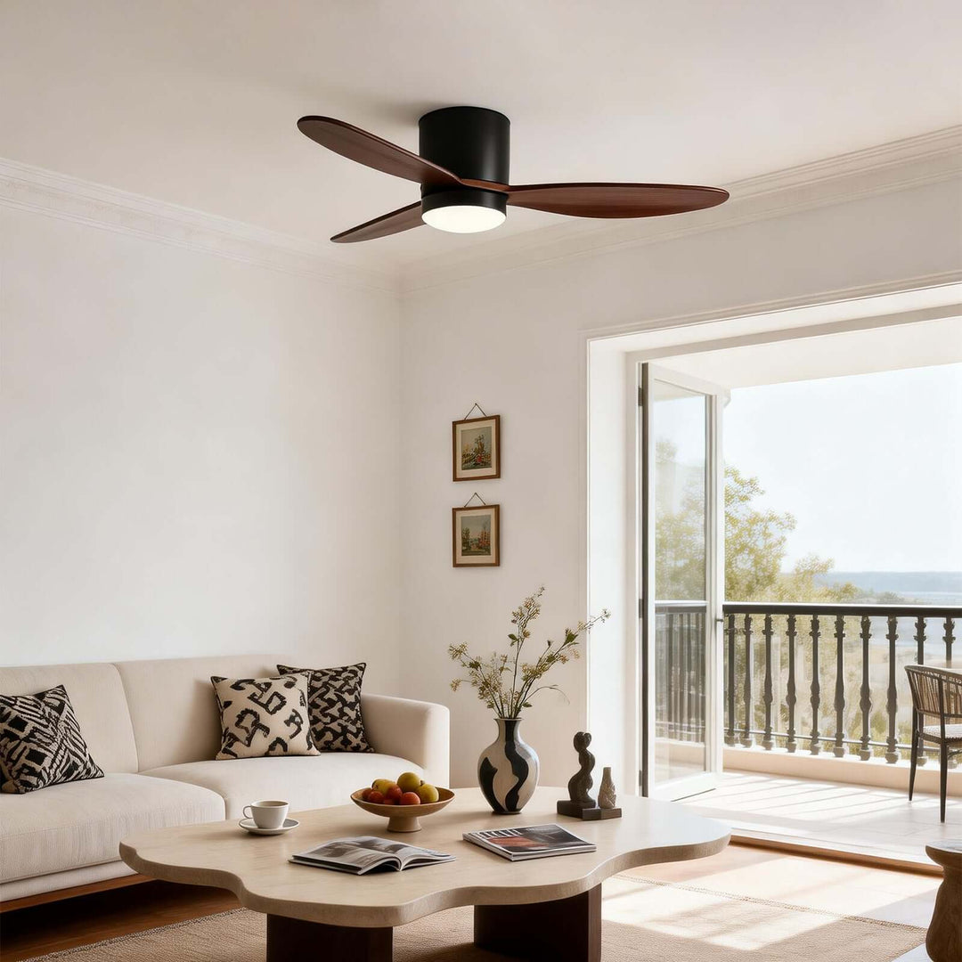 Vozha Ceiling Fan Light | American Minimalist Wood Living Room Light