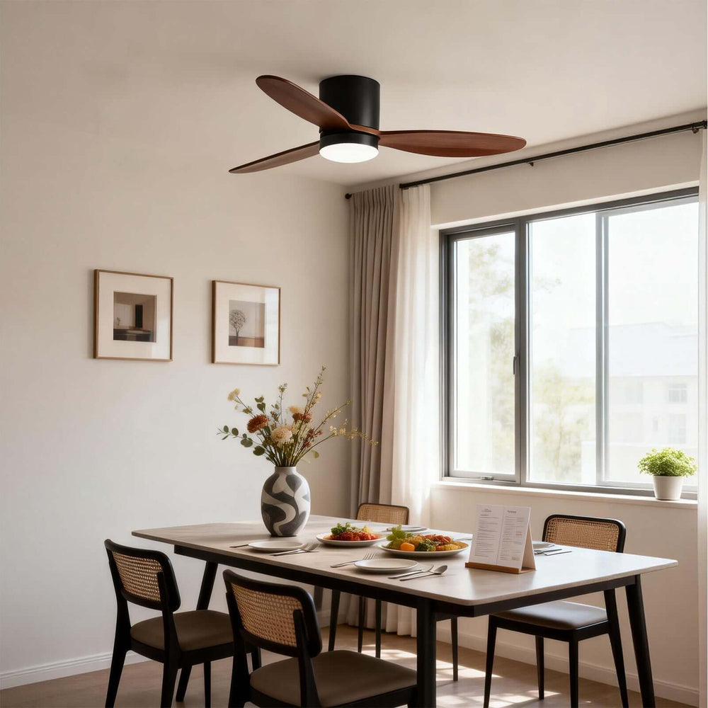 Vozha Ceiling Fan Light | American Minimalist Wood Living Room Light