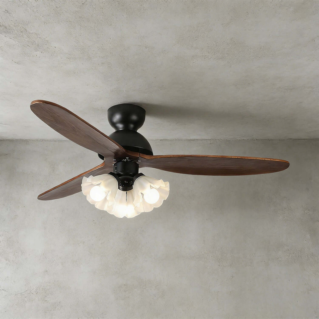 Vanorm Ceiling Fan Light | French Cream Glass Living Room