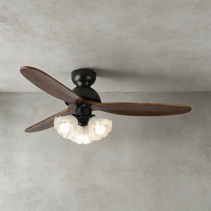 Vanorm Ceiling Fan Light | French Cream Glass Living Room
