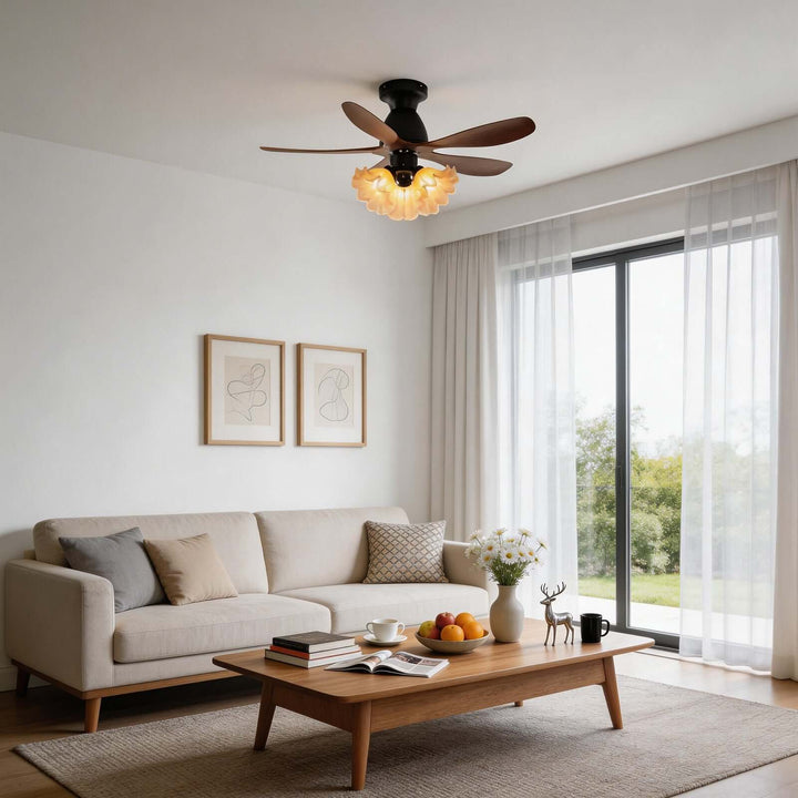 Vwyn Ceiling Fan Light - Mid-Century Glass Bedroom Light