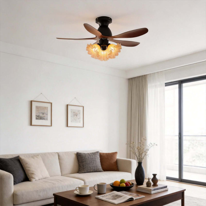 Vwyn Ceiling Fan Light - Mid-Century Glass Bedroom Light