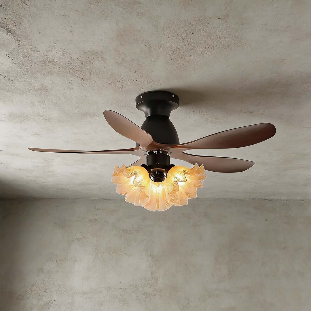 Vwyn Ceiling Fan Light - Mid-Century Glass Bedroom Light