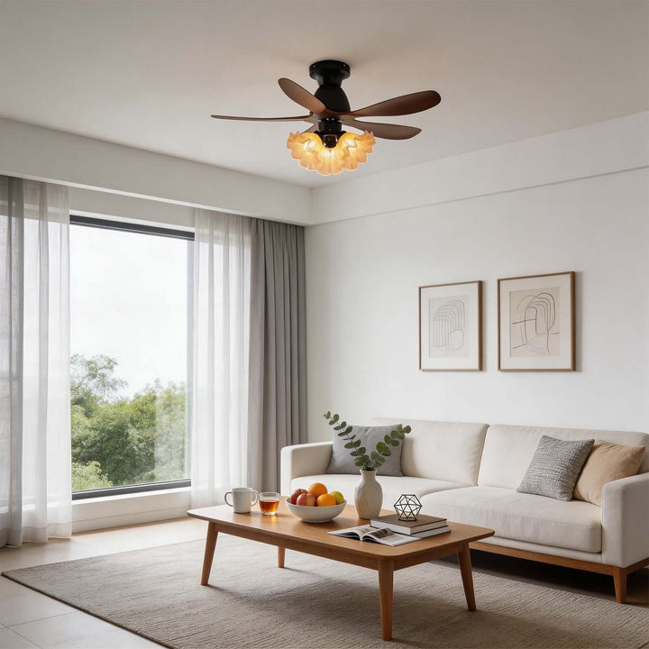 Vwyn Ceiling Fan Light - Mid-Century Glass Bedroom Light