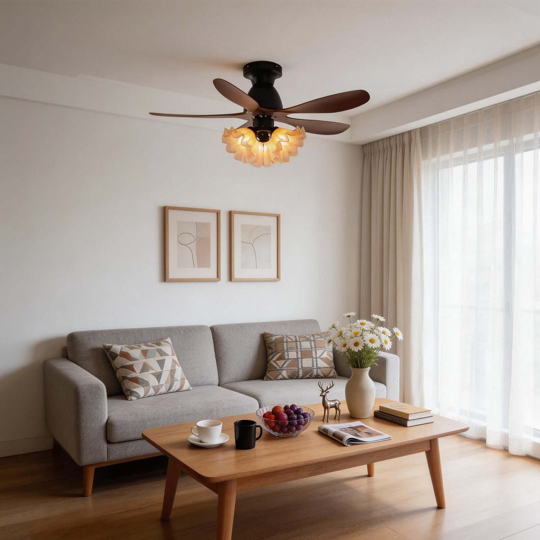 Vwyn Ceiling Fan Light - Mid-Century Glass Bedroom Light