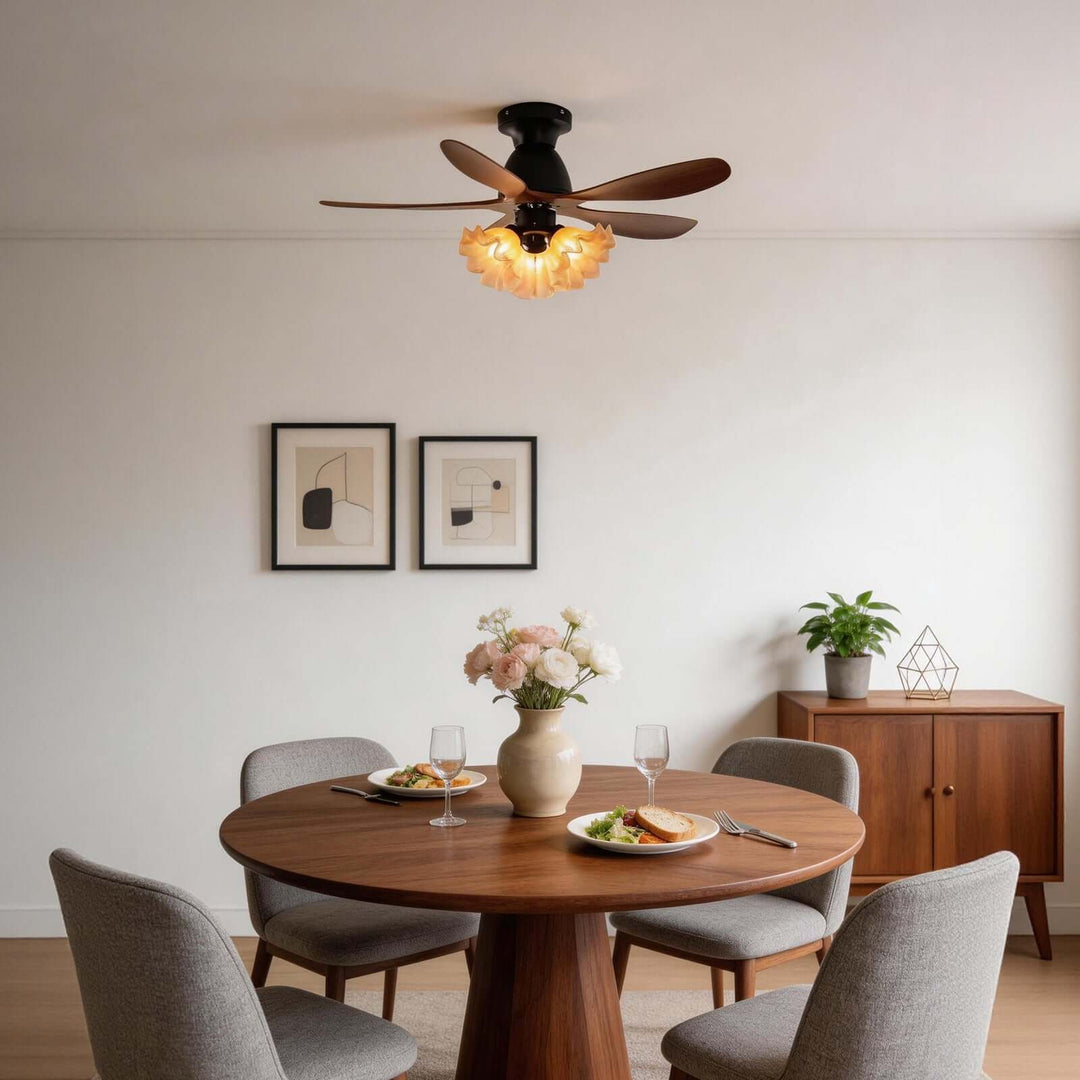 Vwyn Ceiling Fan Light - Mid-Century Glass Bedroom Light